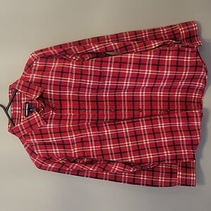 Lands' End Red, Blue & White flannel button-down youth 14-16H